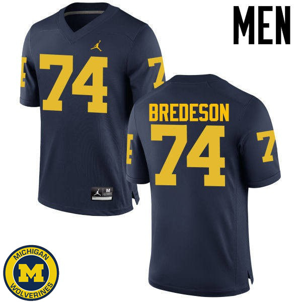 Men's Michigan Wolverines #74 Ben Bredeson Navy Stitched Football Jersey